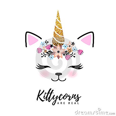 Vector illustration of fantasy animal cat kittycorn Vector Illustration