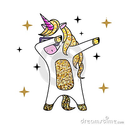 Vector illustration of fantasy dabbing horse unicorn. Vector Illustration