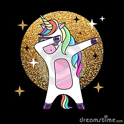 Vector illustration of fantasy dabbing horse unicorn. Vector Illustration