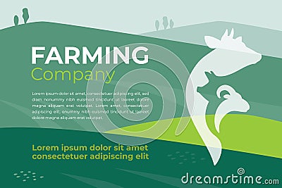 Vector illustration for farming, agriculture or livestock company with farm animals Vector Illustration