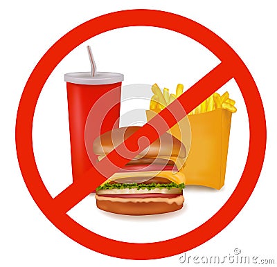 Vector illustration. Fast food danger label Vector Illustration