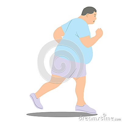 Vector illustration of Fat man Jogging Vector Illustration