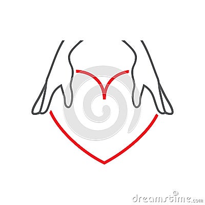 Vector illustration female hands and heart Stock Photo