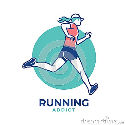 Female Runner Logo Icon Stock Photo