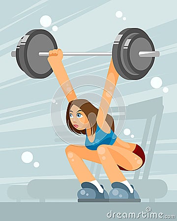 Female weight lifter Vector Illustration