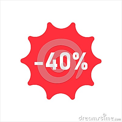 Vector illustration Figures of discounts 40 percent on white background Cartoon Illustration