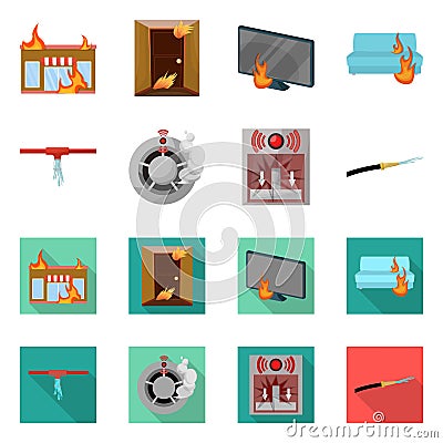 Vector design of firefighters and fire sign. Set of firefighters and rescue vector icon for stock. Vector Illustration