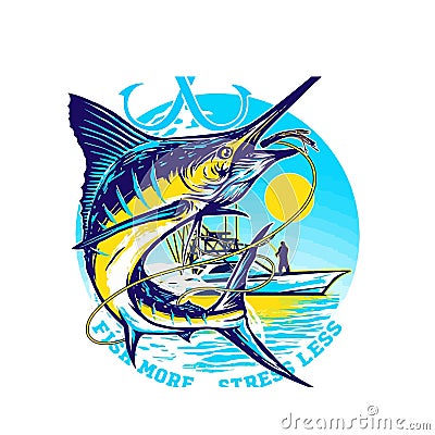 Vector illustration of fishing marlin Vector Illustration