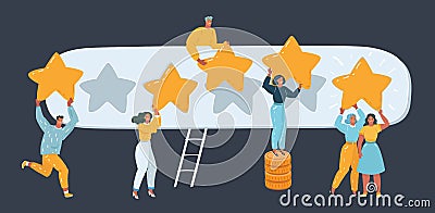 Five stars rating flat style. Cartoon Illustration