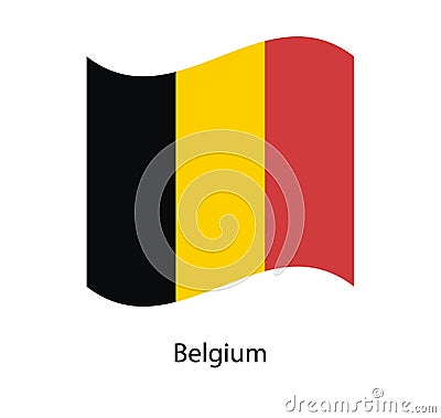 Vector illustration. Flag of Belgium on flagstaff. Location symbol for travelers. Vector Illustration