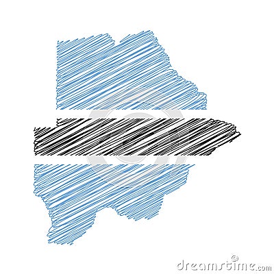 vector illustration of flag colored scribble map of Botswana Vector Illustration