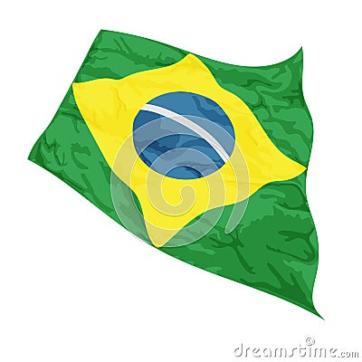 Vector illustration of Brazil flag swaying in the wind Vector Illustration