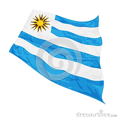 Vector illustration of Uruguay flag swaying in the wind Vector Illustration