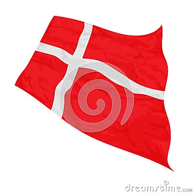 Vector illustration of Denmark flag swaying in the wind Vector Illustration