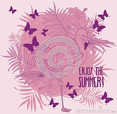 Vector illustration with flamingo Vector Illustration