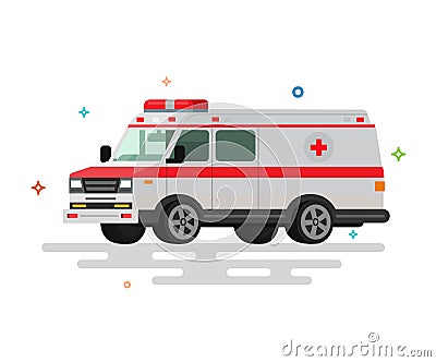 Vector illustration of flat ambulance. Vector Illustration