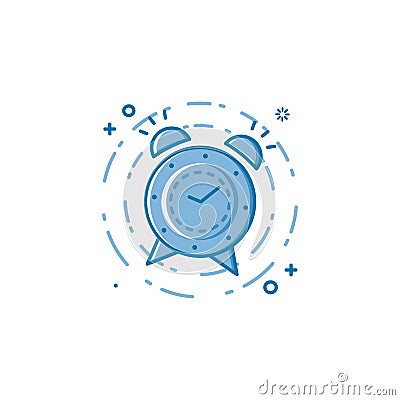 Vector illustration of flat bold line alarm clock icon. Vector Illustration