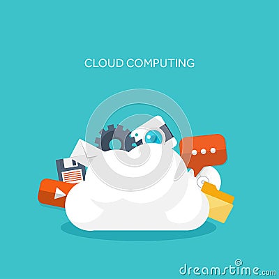 Vector illustration. Flat cloud computing Vector Illustration