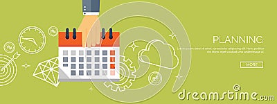 Vector illustration. Flat date time background. Planning. Time management. Vector Illustration