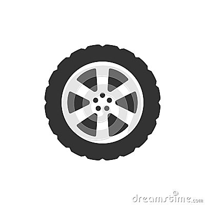 Transport tire icon. Vector illustration, flat design Cartoon Illustration