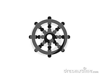 Wheel of Dharma Buddhism icon. Vector illustration, flat design Cartoon Illustration