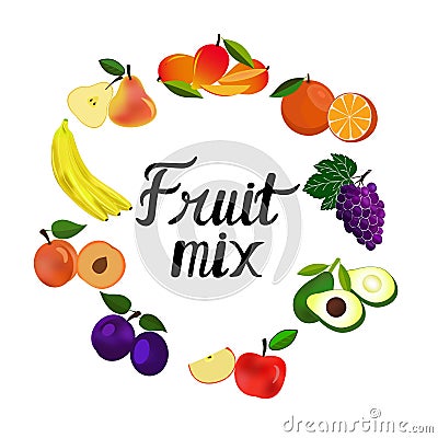 Vector illustration, flat fruits. Vector Illustration