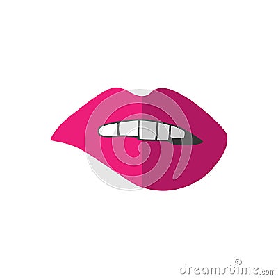 Vector illustration flat icon with pink lips Vector Illustration