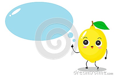 A flat lemon character with cute talking expression Vector Illustration