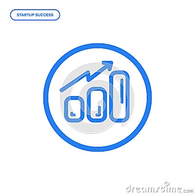 Vector illustration of flat line chart icon. Graphic design concept of startup success. Vector Illustration