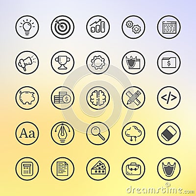 Vector illustration of flat Line set icon. Graphic design concept of Business. Vector Illustration