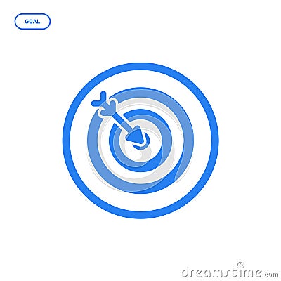 Vector illustration of flat line target icon. Graphic design concept of startup success. Vector Illustration