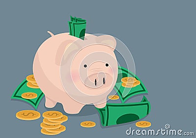 Piggy bank money savings concept Vector Illustration