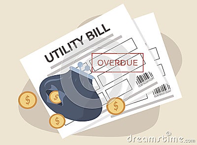 Vector illustration in flat style on the theme of high utility bills. Vector Illustration