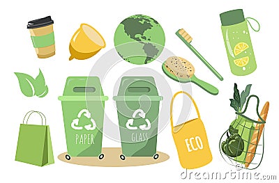 Vector illustration in a flat style on the theme of zero waste Vector Illustration