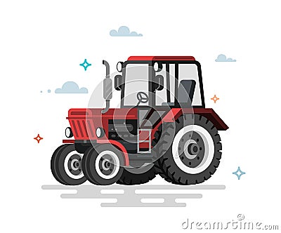Vector illustration of flat tractor Vector Illustration