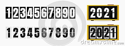 Vector illustration of a flip clock with a set of numbers in two colors. Vector Illustration