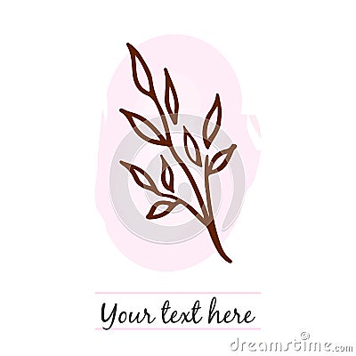 Vector illustration of floral card with branch with pink background Vector Illustration