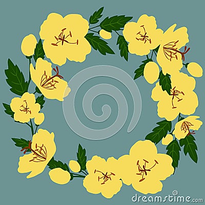 Vector illustration of a wreath of yellow wildflowers Vector Illustration