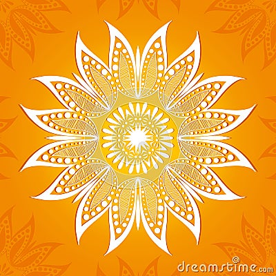 Vector illustration. Flower circular pattern. A stylized drawing. Mandala. Stylized lotus flower Vector Illustration