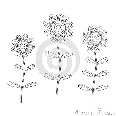Vector illustration of a flower. Stock illustration isolated on a white background linear design for scrapbooking and thematic Vector Illustration