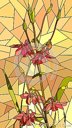 Vector illustration of flowers red columbine. Vector Illustration