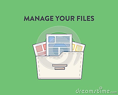 Vector illustration of a folder with documents in Vector Illustration