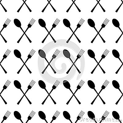 Vector illustration. fork cross spoon seamless pattern on white background. Restaurant menu design. Vector Illustration