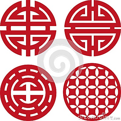 Four chinese coaster for laser cutting or ploter. Vector Illustration