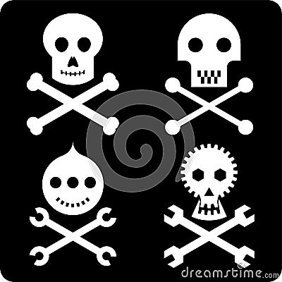 Four fantastic and plain simple skull icons. Vector Illustration