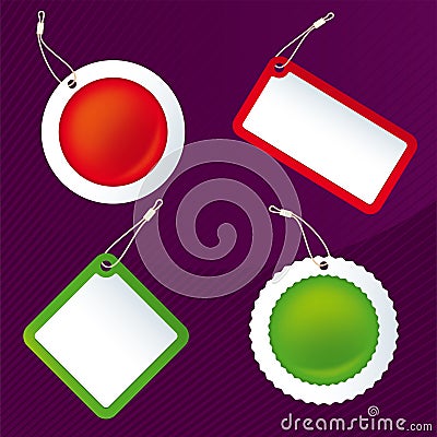 Four tags in different shapes with copy space. Isolated Cartoon Illustration