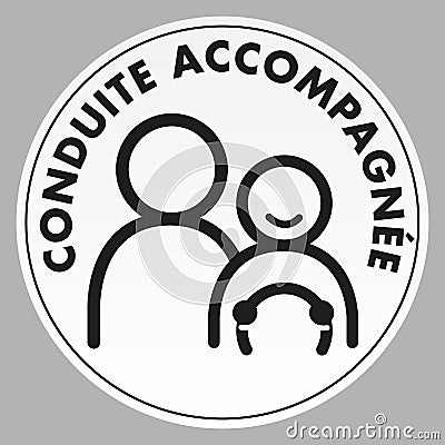 French accompanied driving sticker Cartoon Illustration