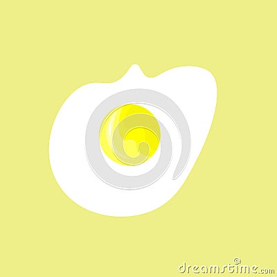 Vector illustration of fried egg on yellow background in cartoon flat style Cartoon Illustration