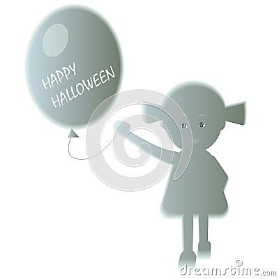 Vector illustration with a friendly ghost girl and a balloon Vector Illustration