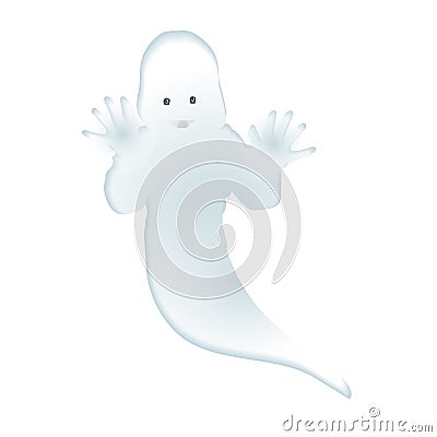 Vector illustration of a friendly white ghost. Nice ghost for Halloween card Vector Illustration
